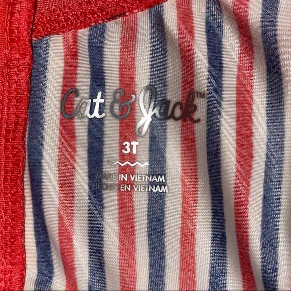 Toddler Girl’s Patriotic Stripe Swimsuit - Picture 3 of 4